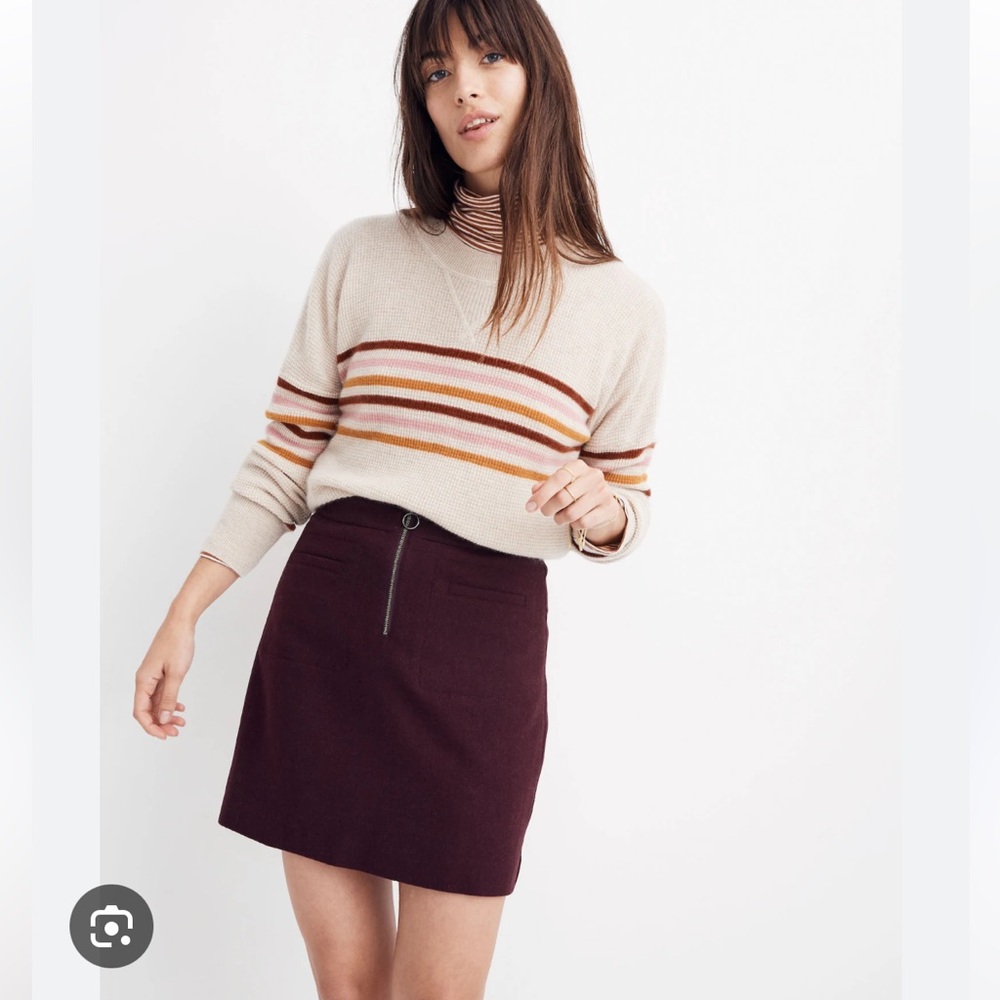 Madewell maroon wool mini skirt size 12 - Picture 2 of 5